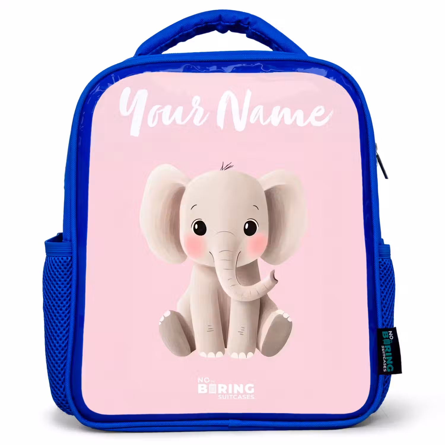Olifant - Grijs - Baby - Slurf Kinderrugzak - Blauw middel -3d