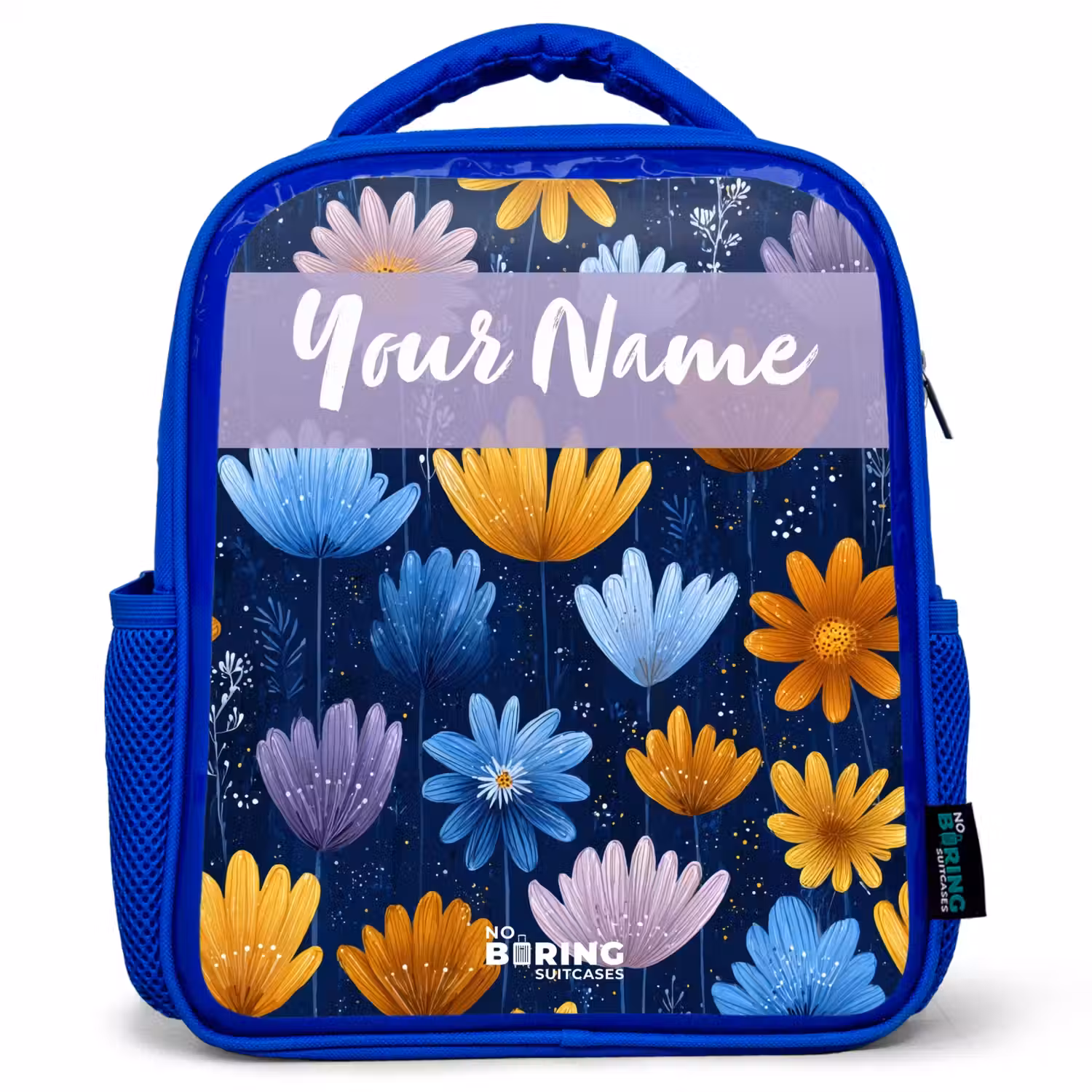 Bloemen - Patroon - Blauw Kinderrugzak - Blauw middel -3d
