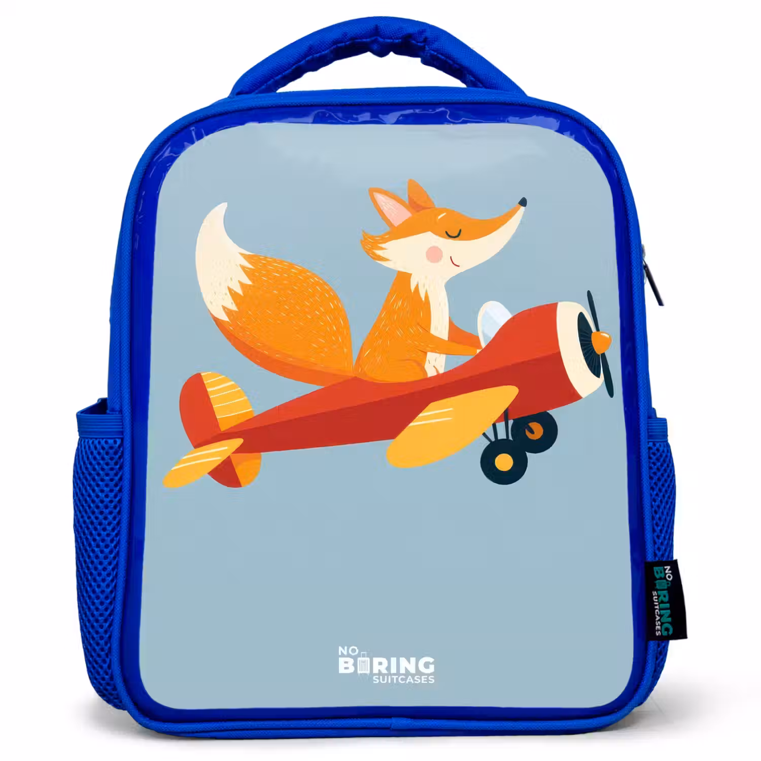 Vos - Vliegtuig - Vliegen Kinderrugzak - Blauw middel -3d