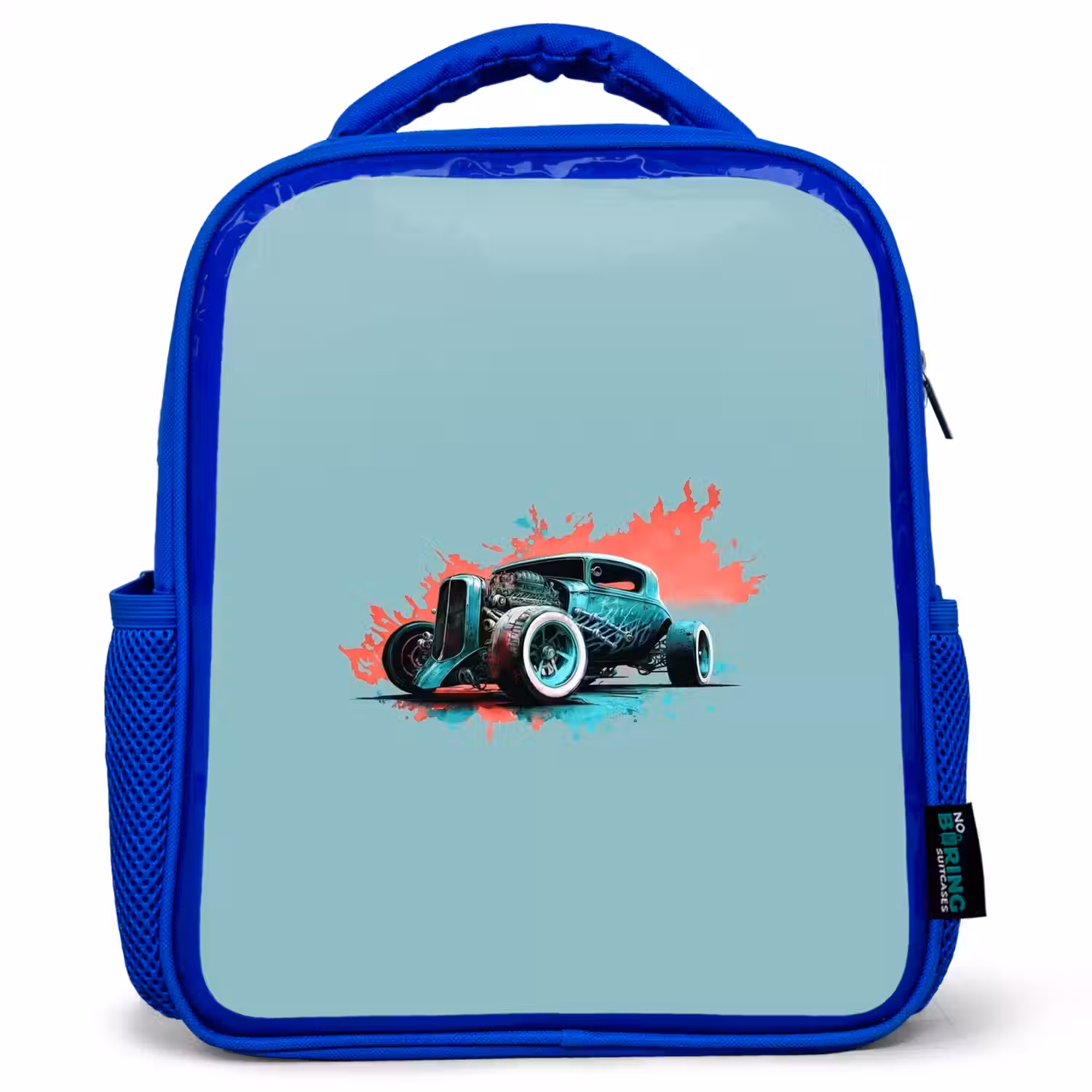 Hotrod turquoise Kinderrugzak - Blauw middel -3d