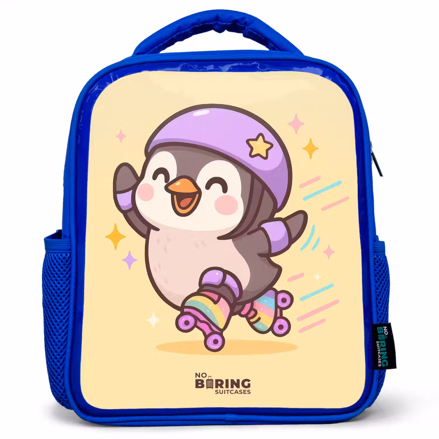 Kawai - Pinguin - Rolschaatsen Kinderrugzak - Blauw middel -3d