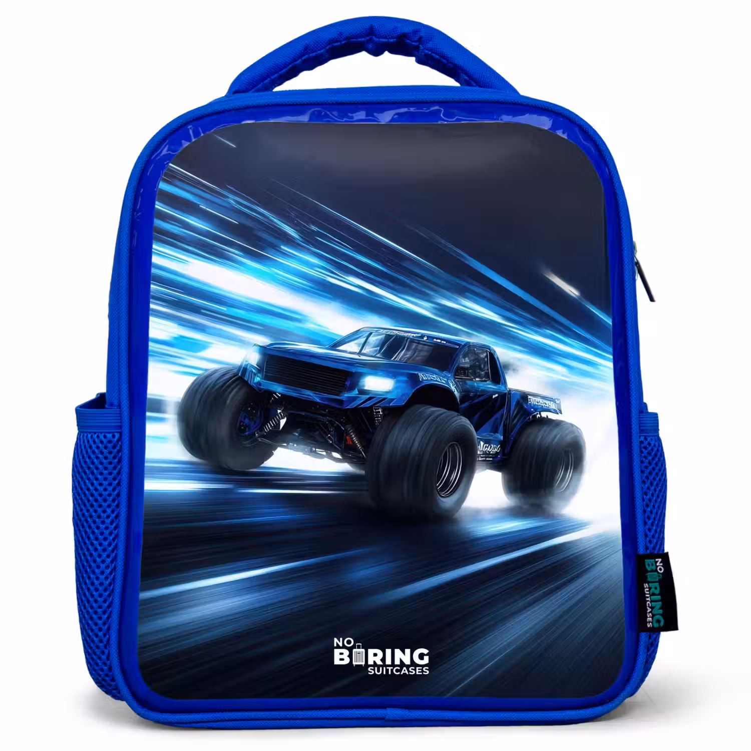 Monstertruck raast door lichtsnelheid Kinderrugzak - Blauw middel -3d