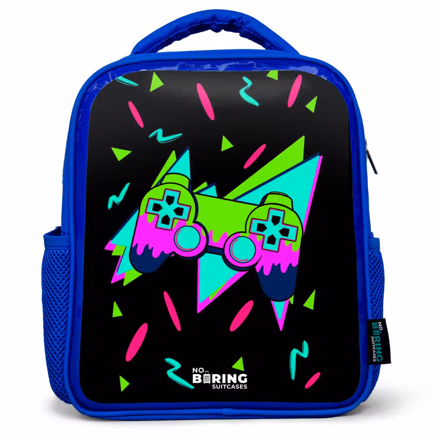 Neon controller op zwart Kinderrugzak - Blauw middel -3d