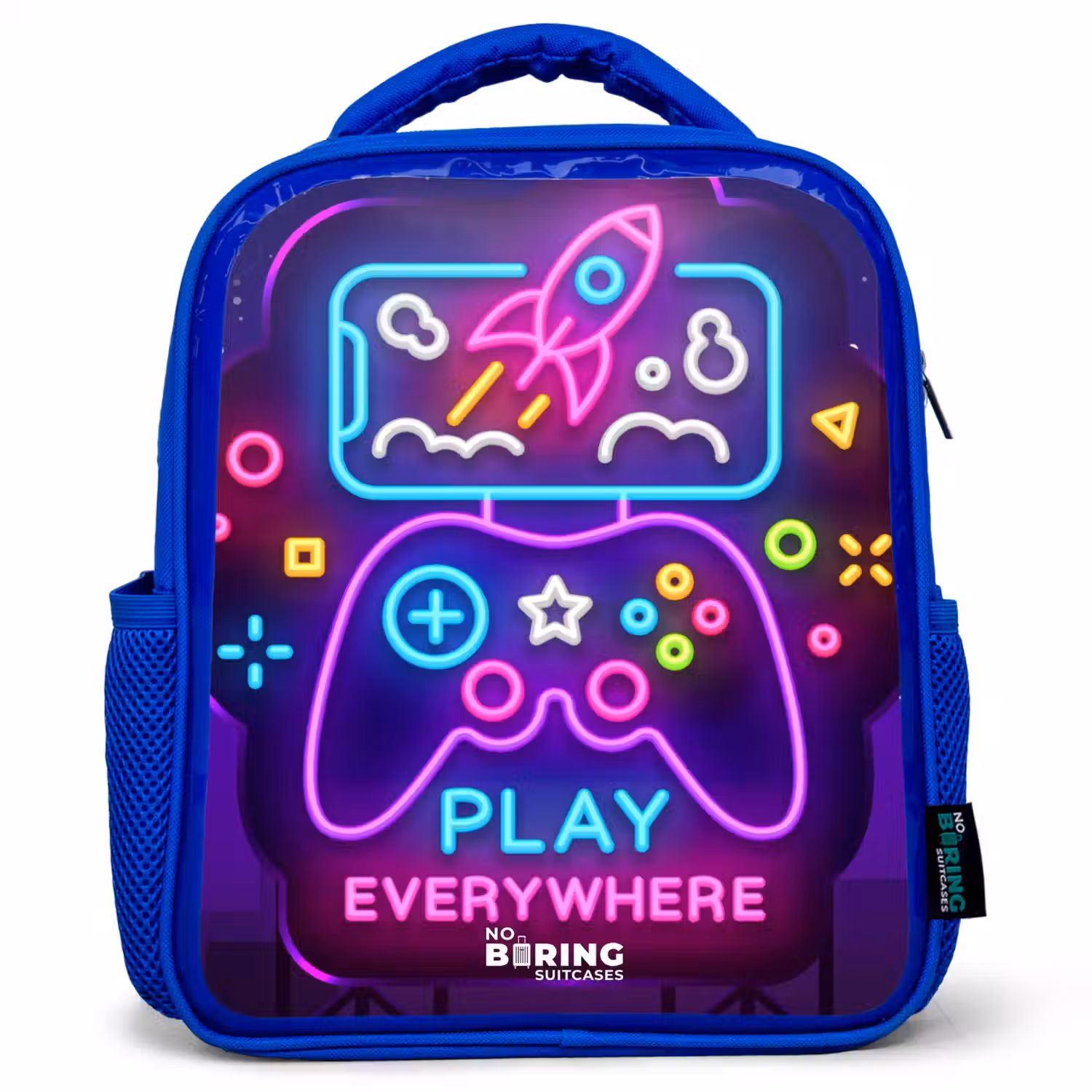 Neonillustratie met een controller Kinderrugzak - Blauw middel -3d