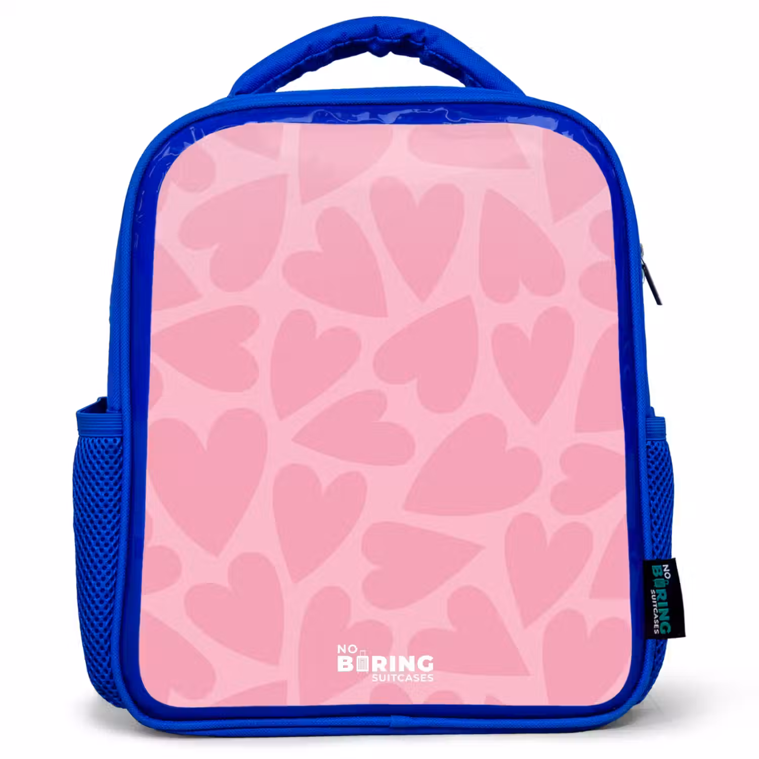 Roze hartjes patroon Kinderrugzak - Blauw middel -3d