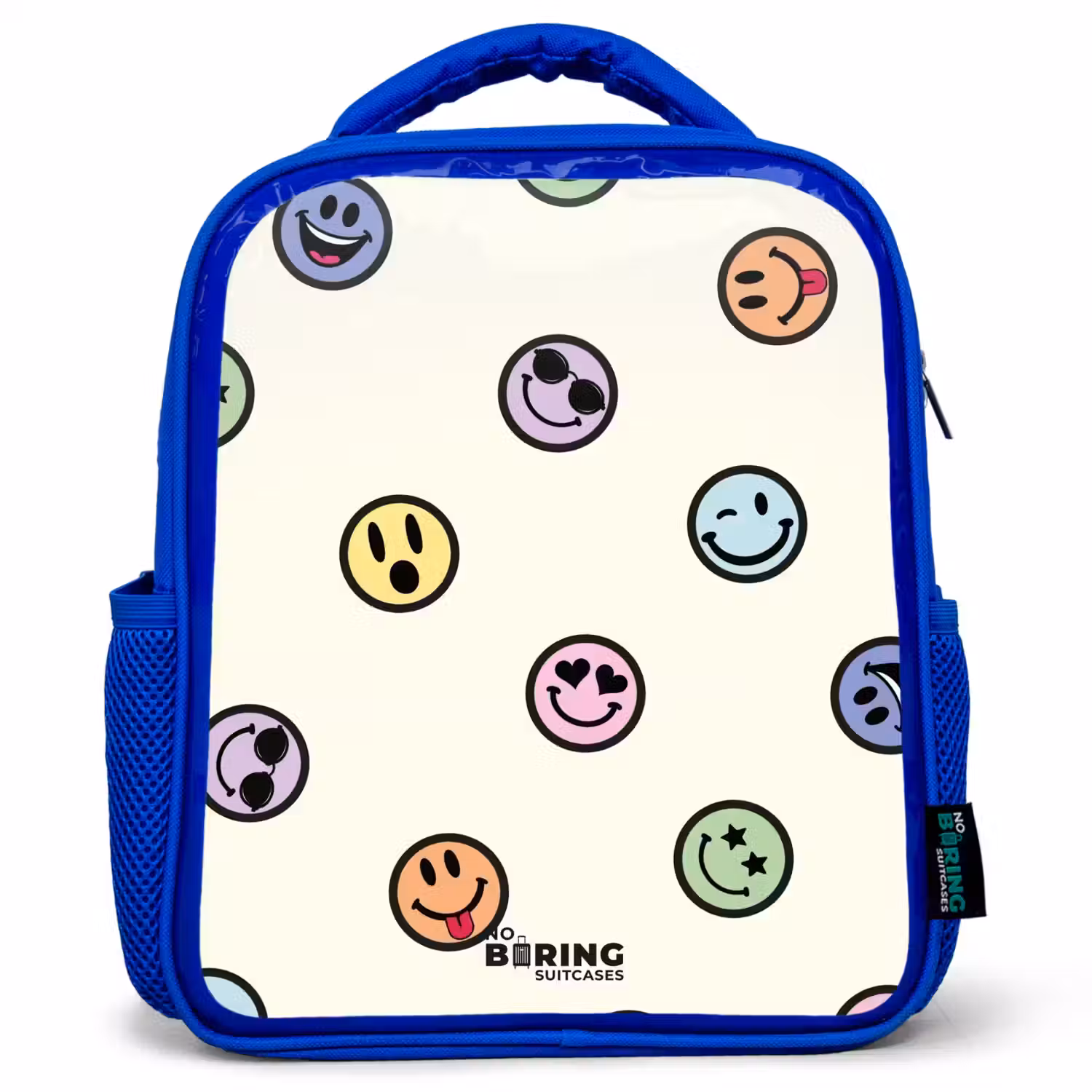 Speelse smiley-mix Kinderrugzak - Blauw middel -3d