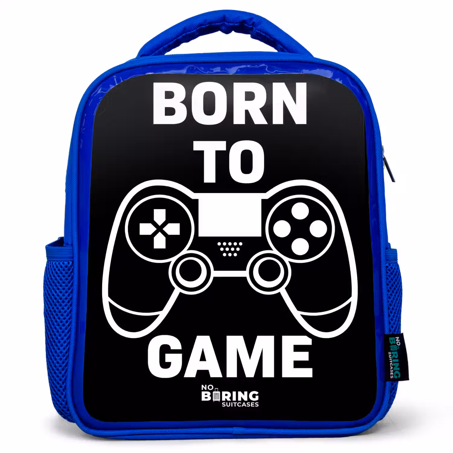 Qoute met controller in zwart wit Kinderrugzak - Blauw middel -3d