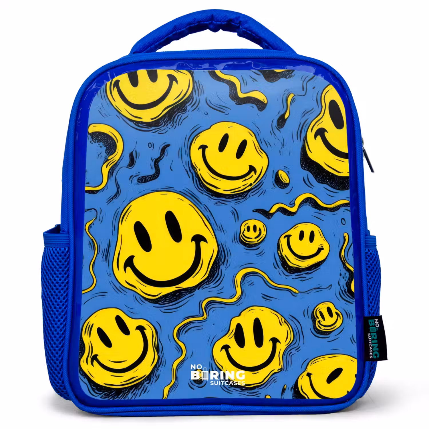 Smiley - Blauw - Geel Kinderrugzak - Blauw middel -3d