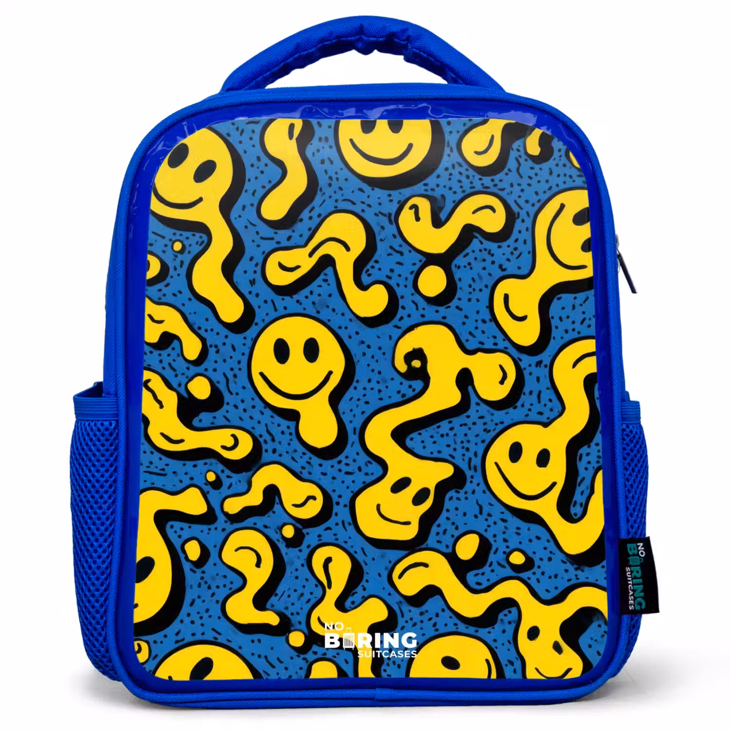 Smiley - Geel - Blauw Kinderrugzak - Blauw middel -3d