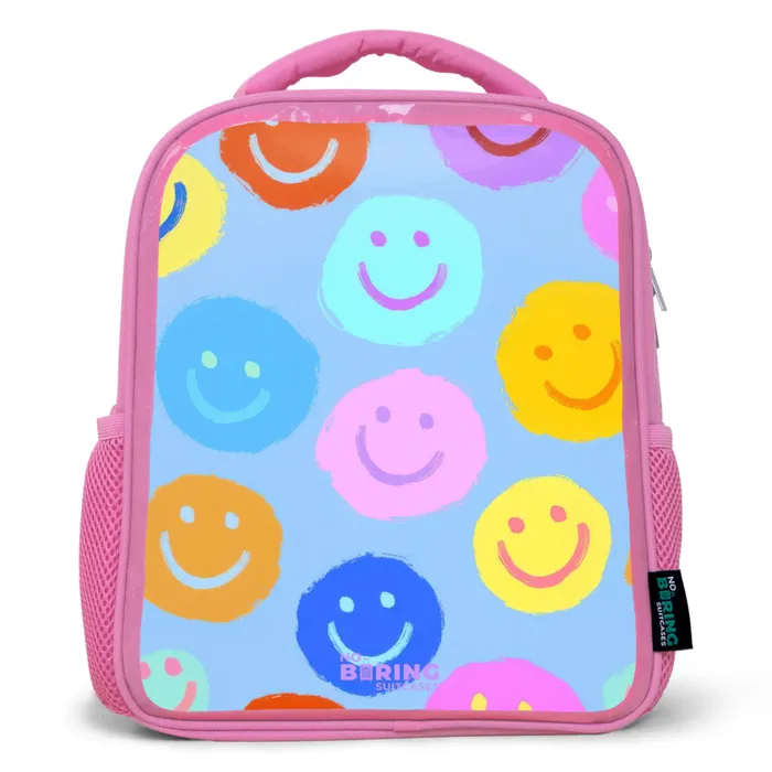 Vrolijk patroon van smileys Kinderrugzak - Roze middel -3d