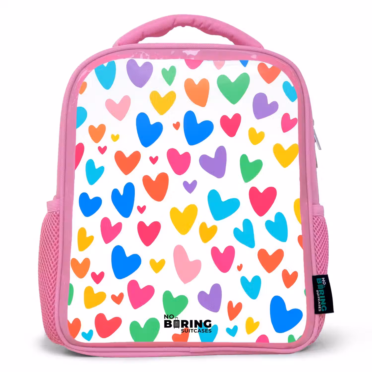 Gekleurde hartjes Kinderrugzak - Roze middel -3d