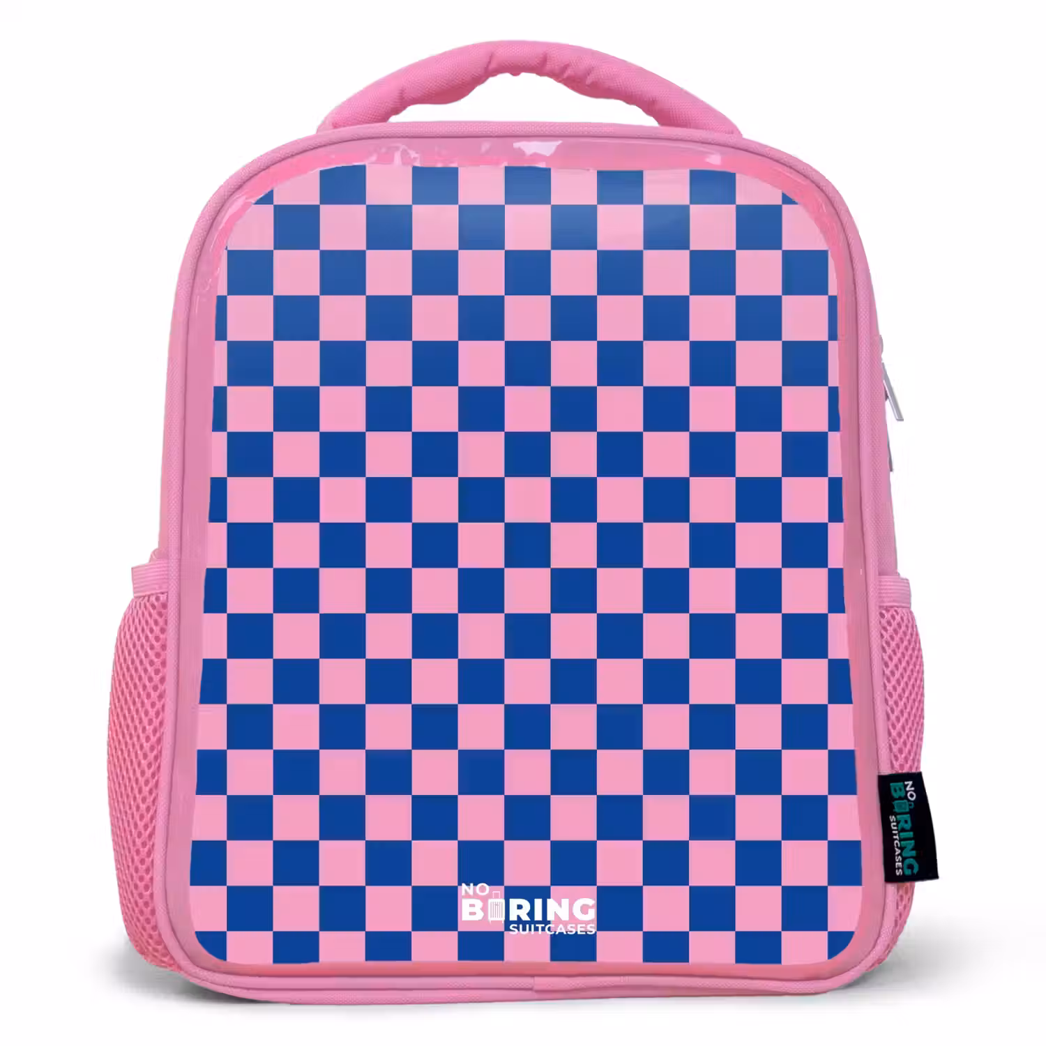 Blokjes - Blauw - Roze Kinderrugzak - Roze middel -3d
