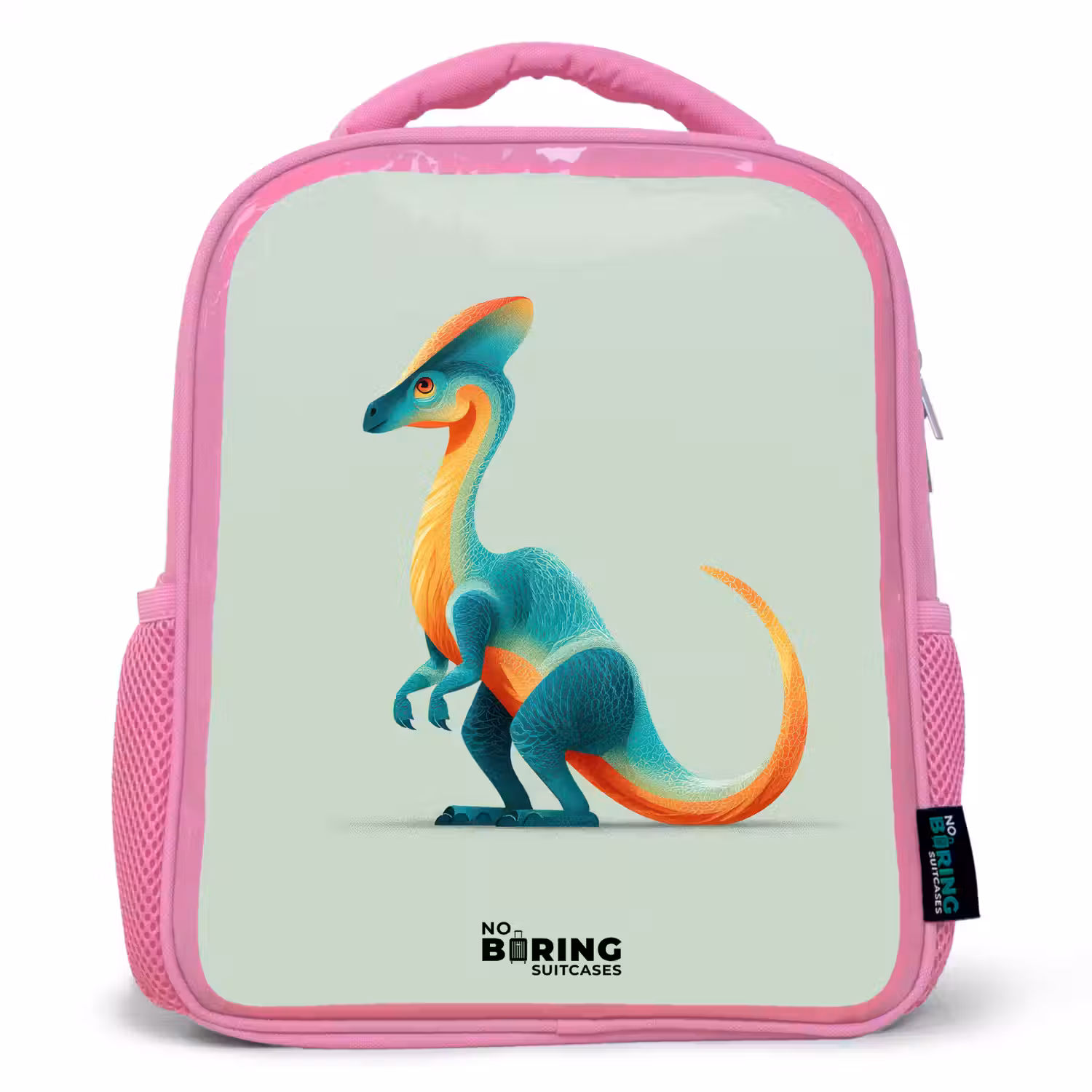 Dino - Blauw - Dier Kinderrugzak - Roze middel -3d