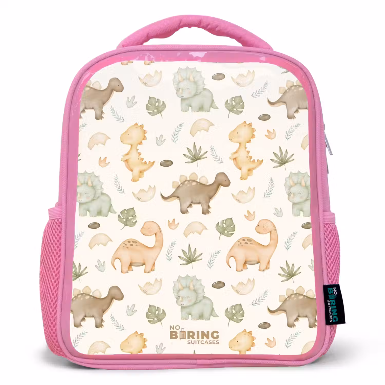 Dino patroon in pastelkleuren Kinderrugzak - Roze middel -3d