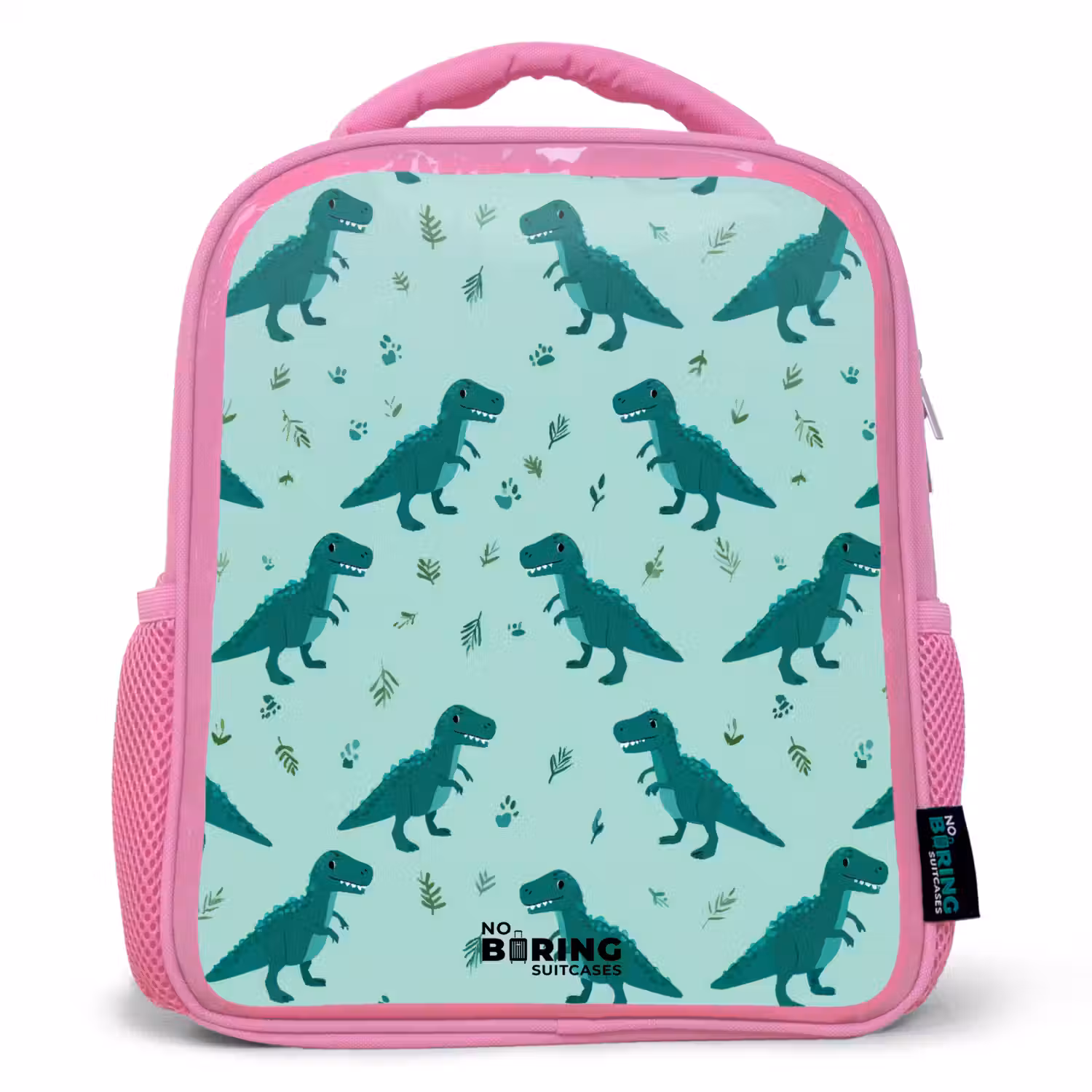 Dinos - Patroon - Groen Kinderrugzak - Roze middel -3d