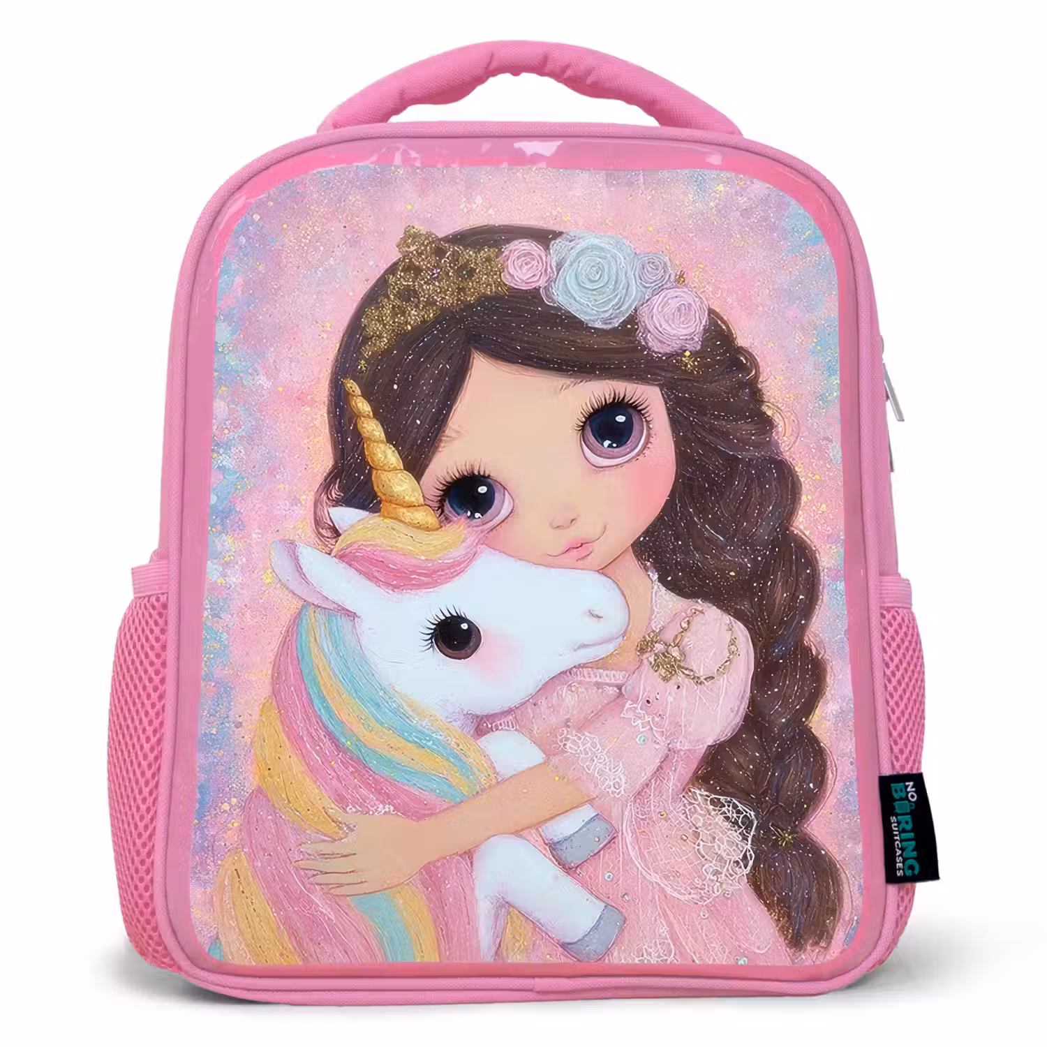 Meisje - Eenhoorn - Glitter Kinderrugzak - Roze middel -3d