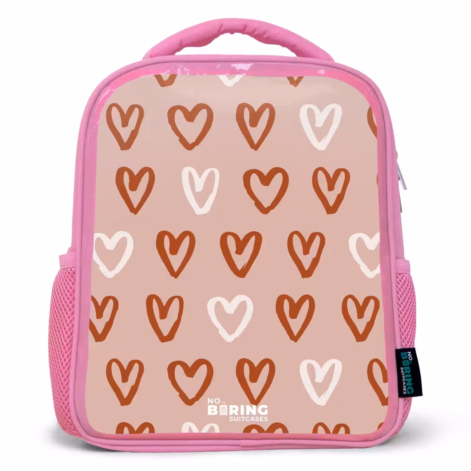 Hartjes patroon in roze en wit Kinderrugzak - Roze middel -3d