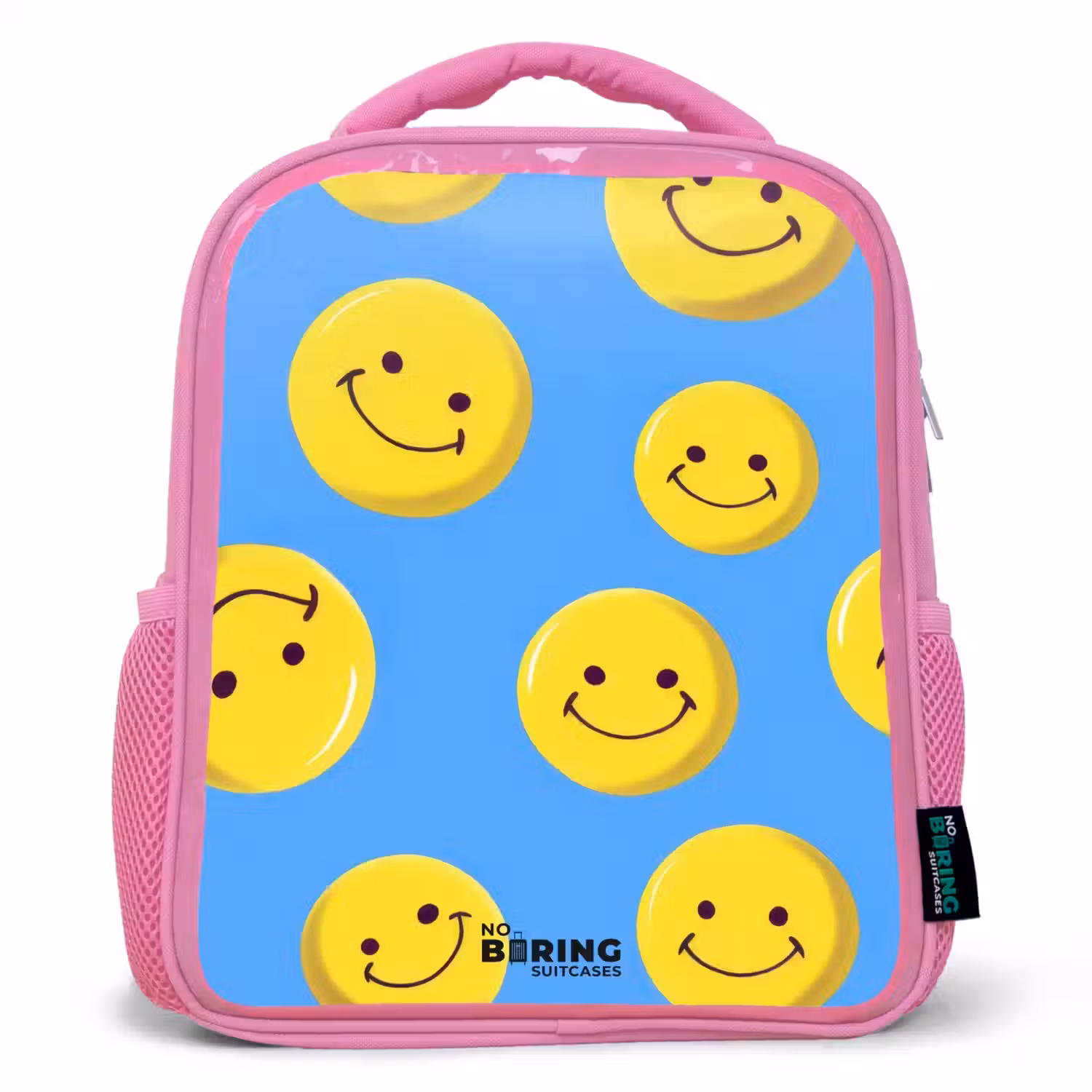 Vrolijke smileyregen Kinderrugzak - Roze middel -3d