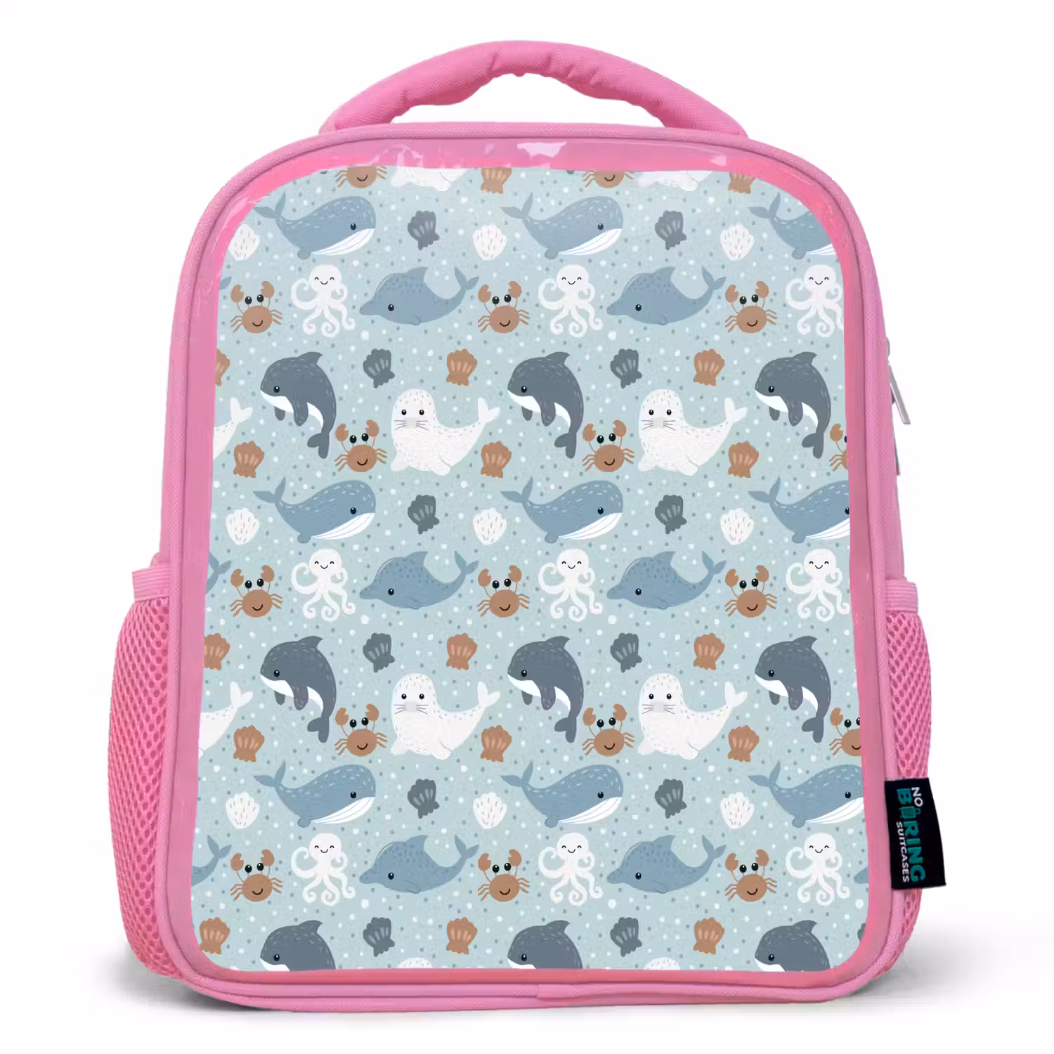 Oceaan - Walvis - Zeehond - Krab Kinderrugzak - Roze middel 863 -3d