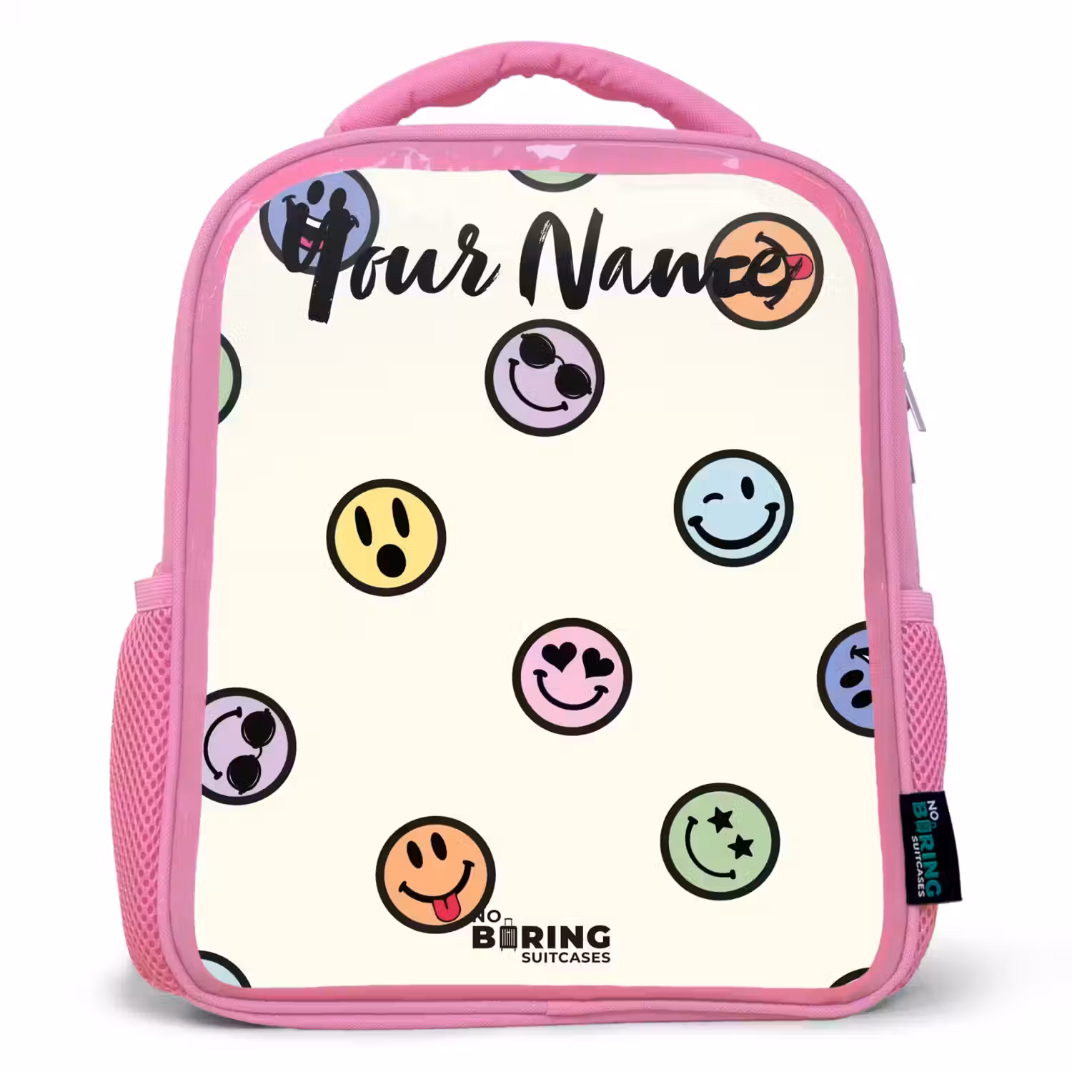 Speelse smiley-mix Kinderrugzak - Roze middel -3d