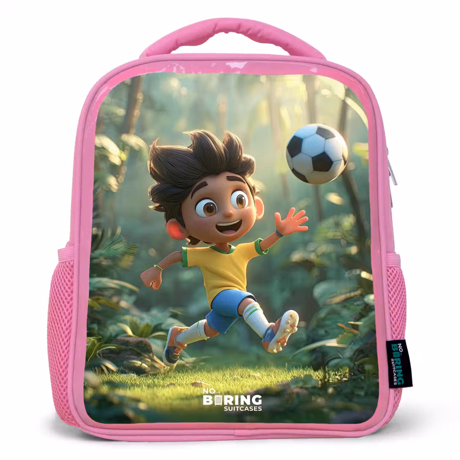 Voetbal - Jongen - Bos Kinderrugzak - Roze middel -3d