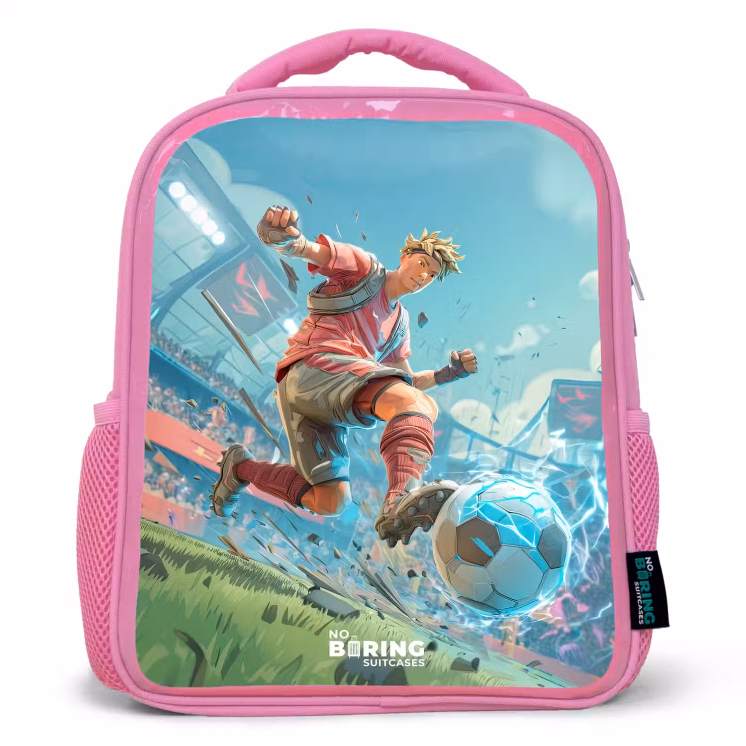 Voetbal - Jongen - Stadion - Elektrisch Kinderrugzak - Roze middel -3d