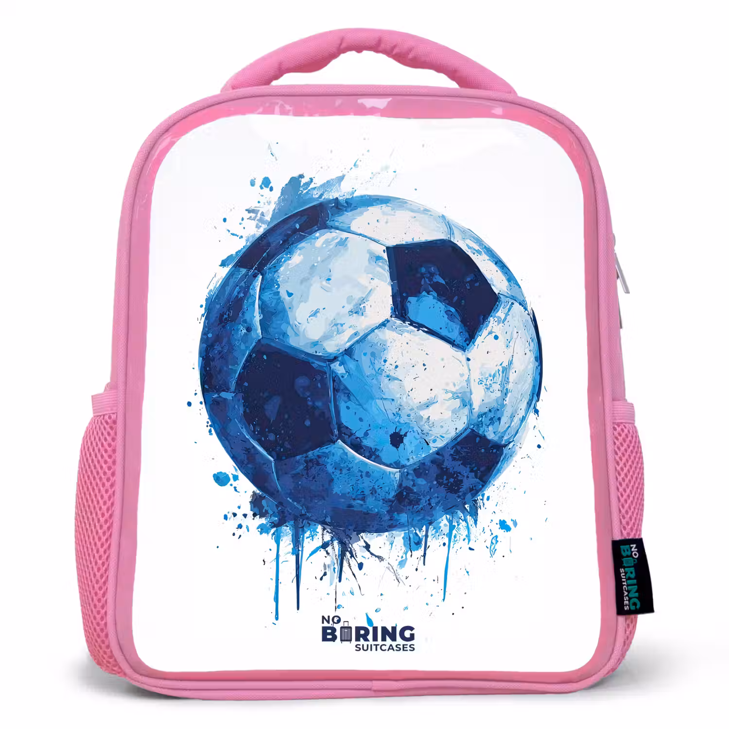 Voetbal - Inktspatten - Blauw - Bal Kinderrugzak - Roze middel -3d