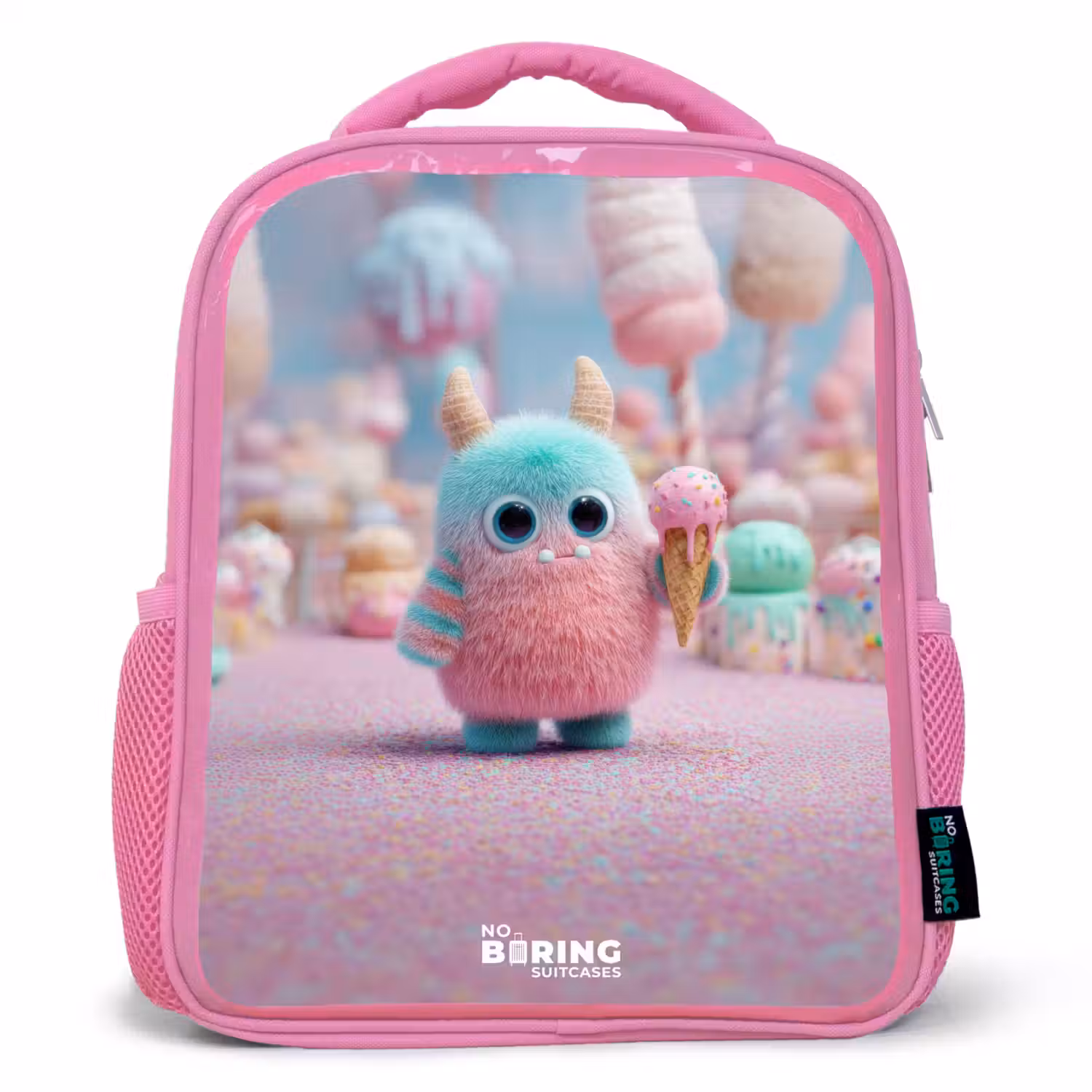 Zoet Monstersnoep Avontuur Kinderrugzak - Roze middel -3d