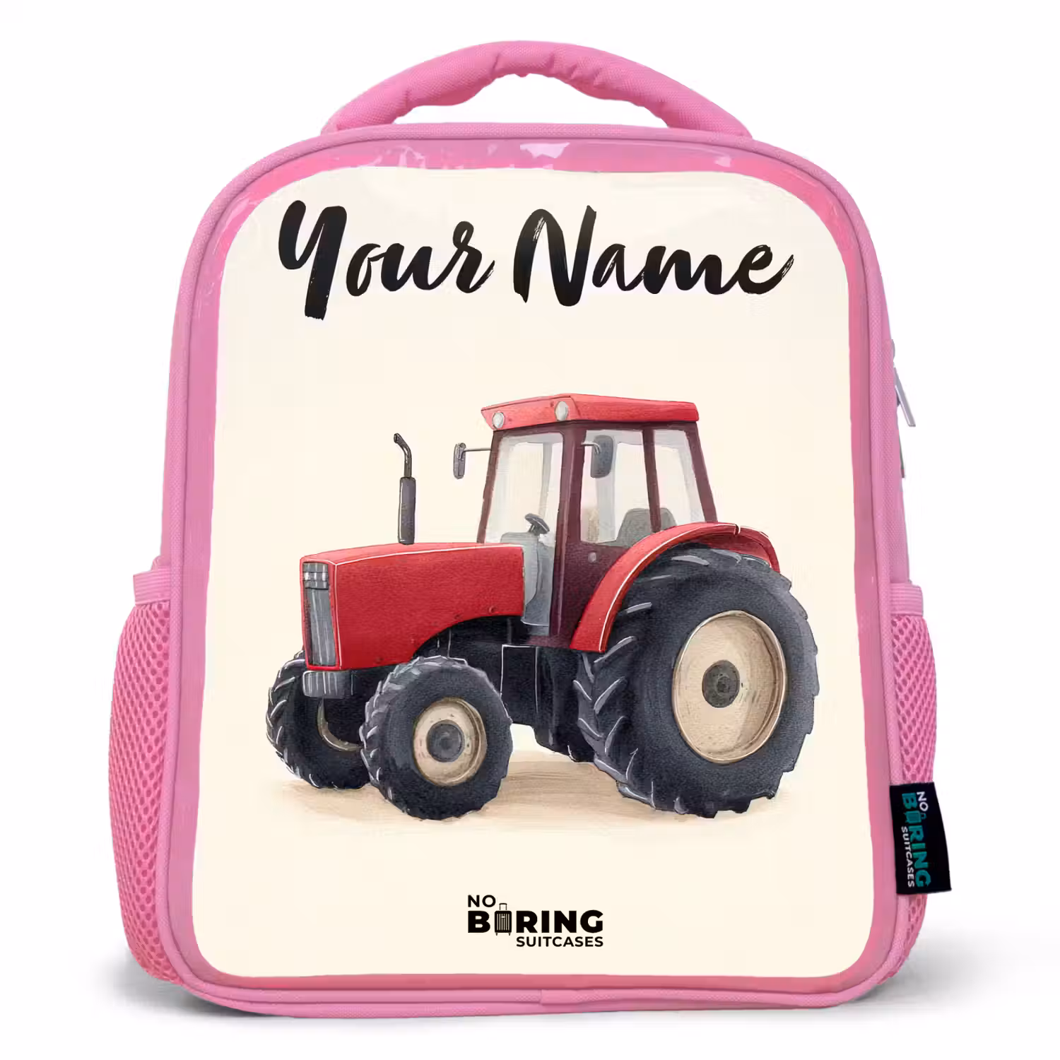 Tractor - Getekend - Rood Kinderrugzak - Roze middel -3d
