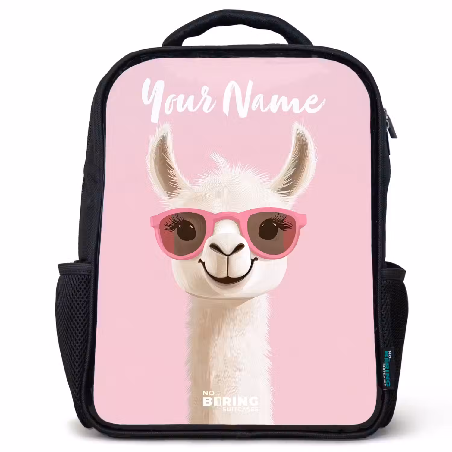 Lama - Wit - Zonnebril - Wimpers Rugzak - Zwart middel -3d