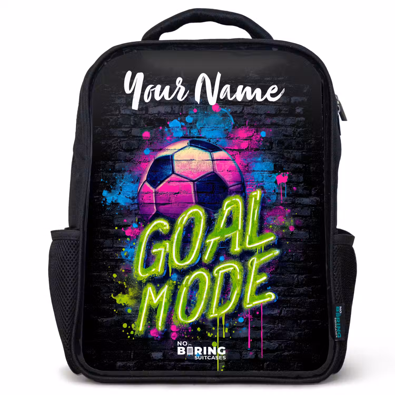 Neon - Graffiti - Voetbal - Kleurrijk Rugzak - Zwart middel -3d