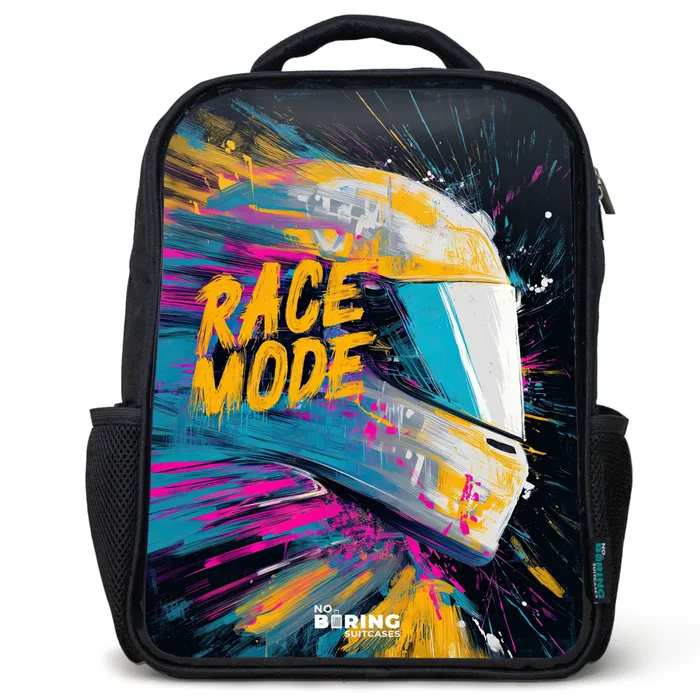 Racehelm - Verfspatten - Penseelstreken - Race mode Rugzak - Zwart middel -3d