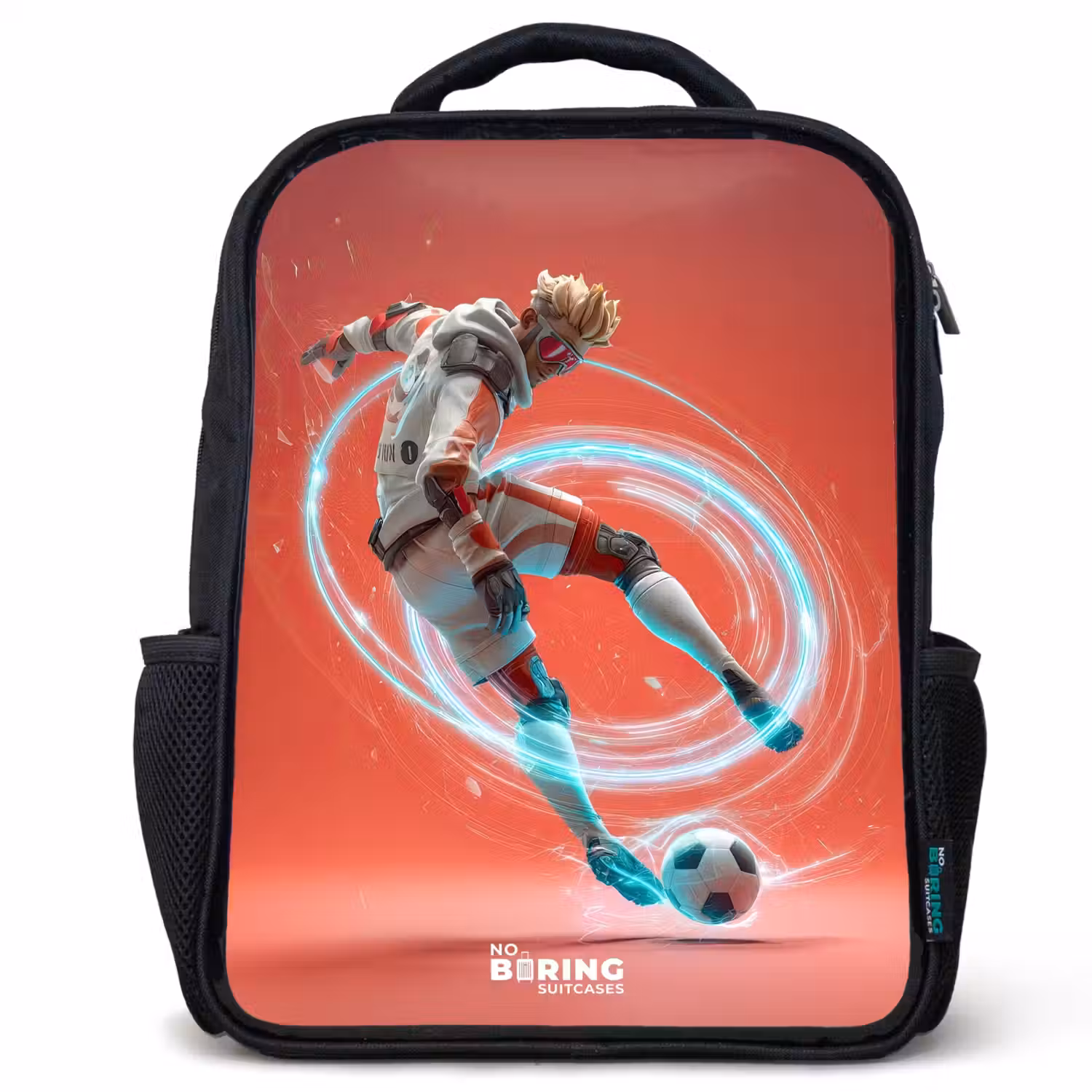 Voetbal - Jongen - Rood - Lichtcirkel Rugzak - Zwart middel -3d