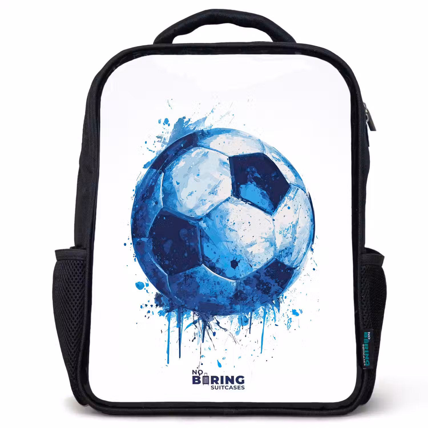 Voetbal - Inktspatten - Blauw - Bal Rugzak - Zwart middel -3d