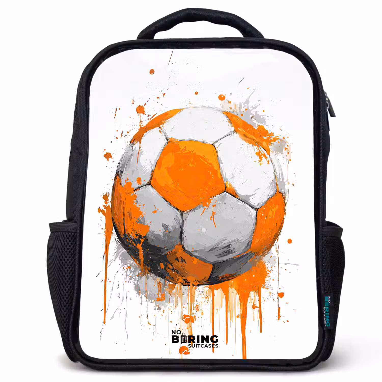 Voetbal - Verf - Oranje Rugzak - Zwart middel -3d