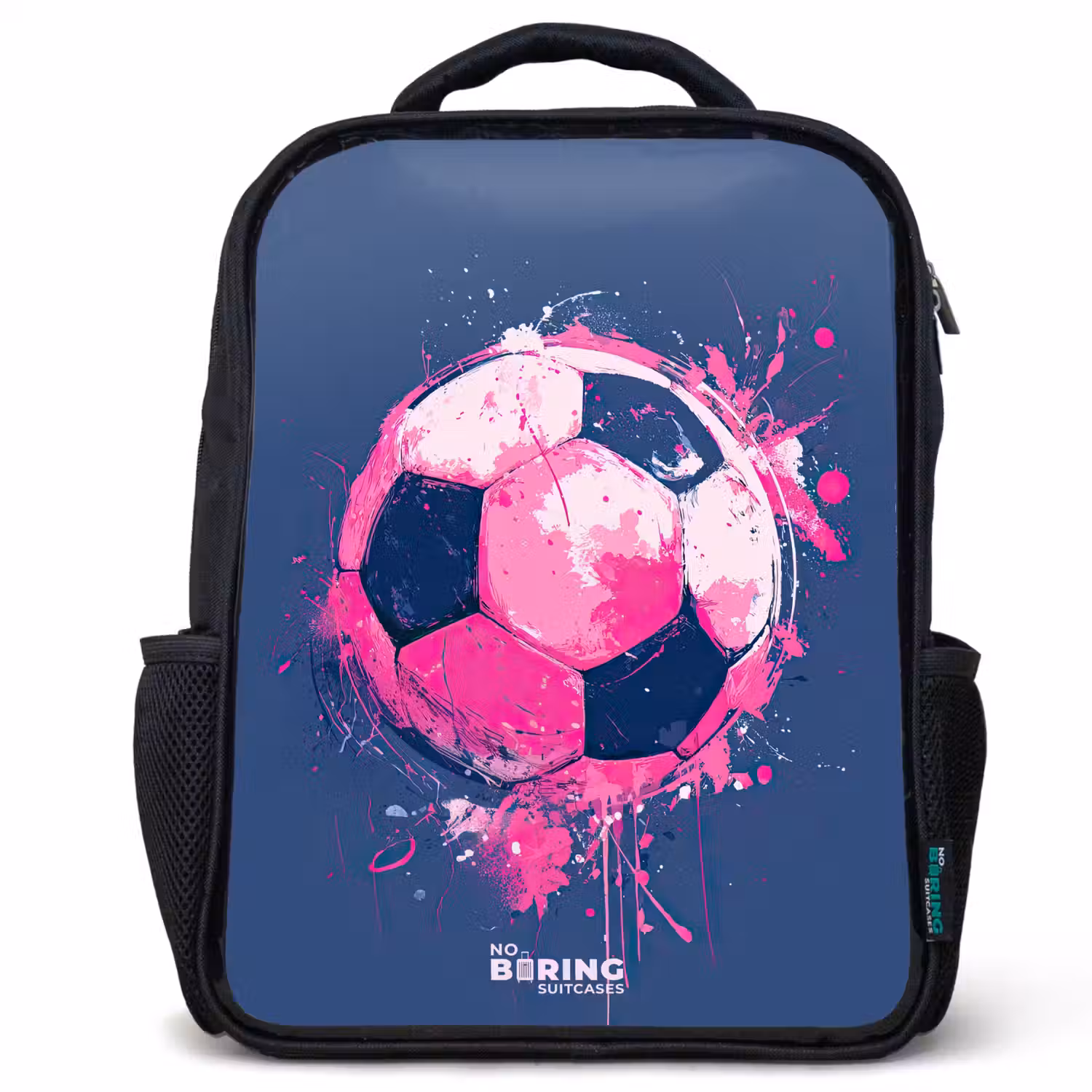 Voetbal - Verf - Roze - Blauw Rugzak - Zwart middel -3d