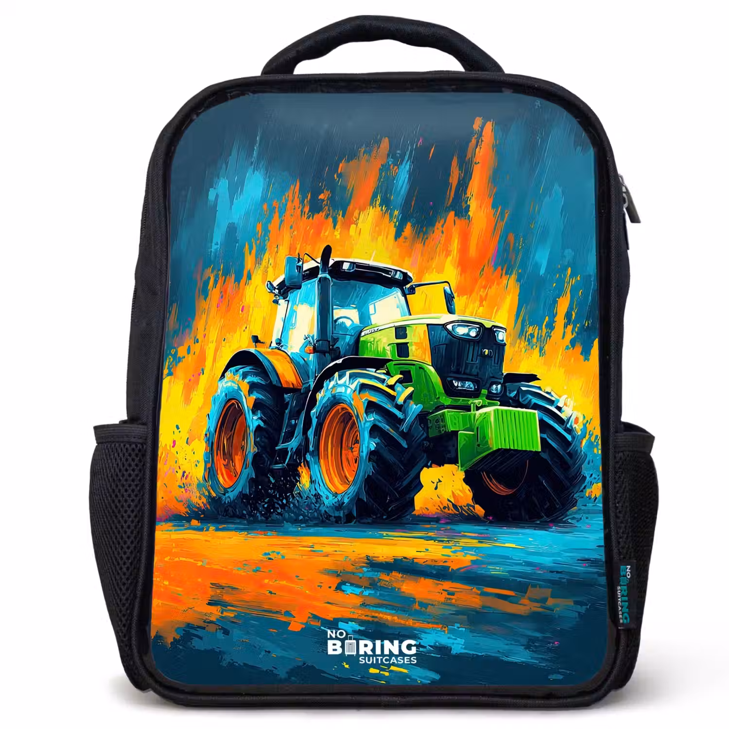 Tractor - Groen - Abstract - Penseelstreken Rugzak - Zwart middel -3d