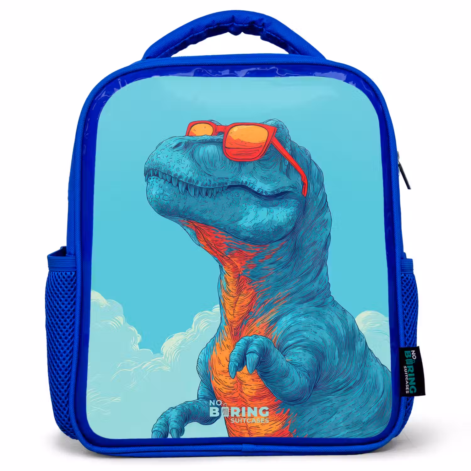 Dino met zonnebril Kinderrugzak - Blauw middel -3d