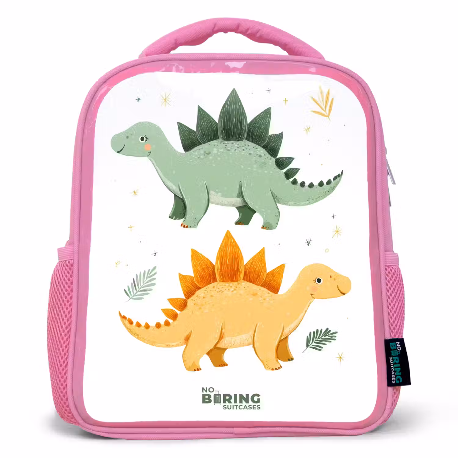 Vrolijke stegosaurusvrienden Kinderrugzak - Roze middel -3d