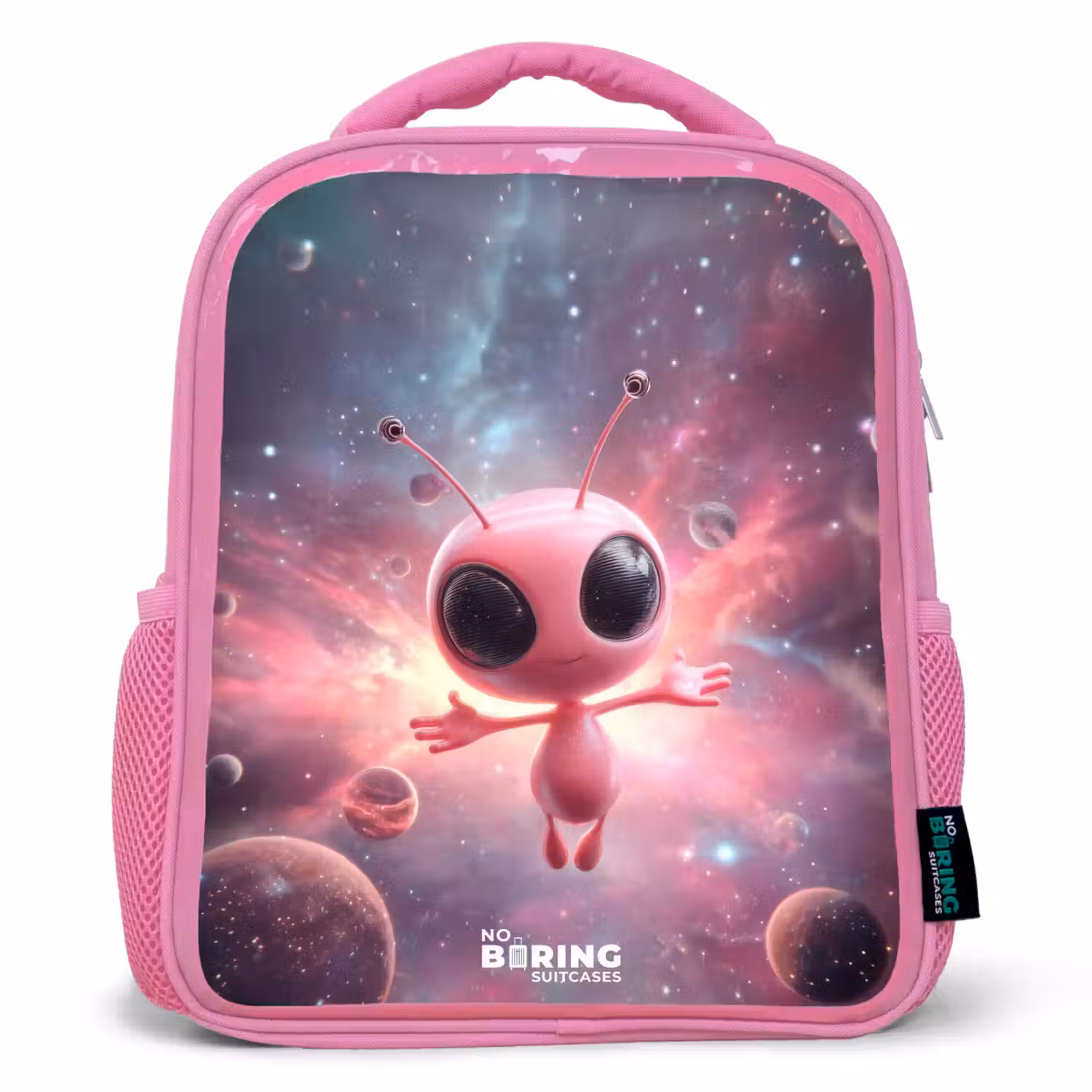 Roze Alien in Sterrennevel Kinderrugzak - Roze middel -3d