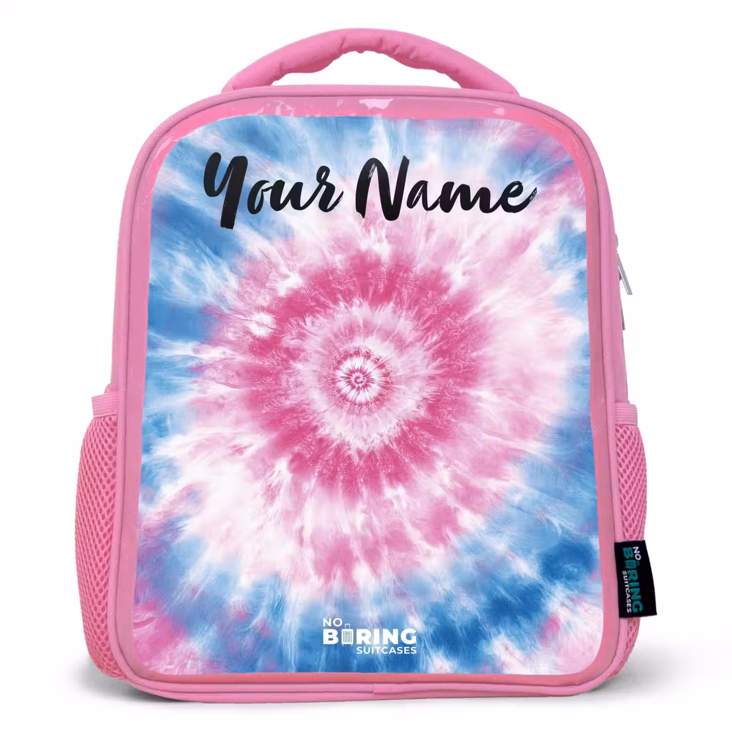 Tie dye - Abstract - Blauw - Roze Kinderrugzak - Roze middel -3d