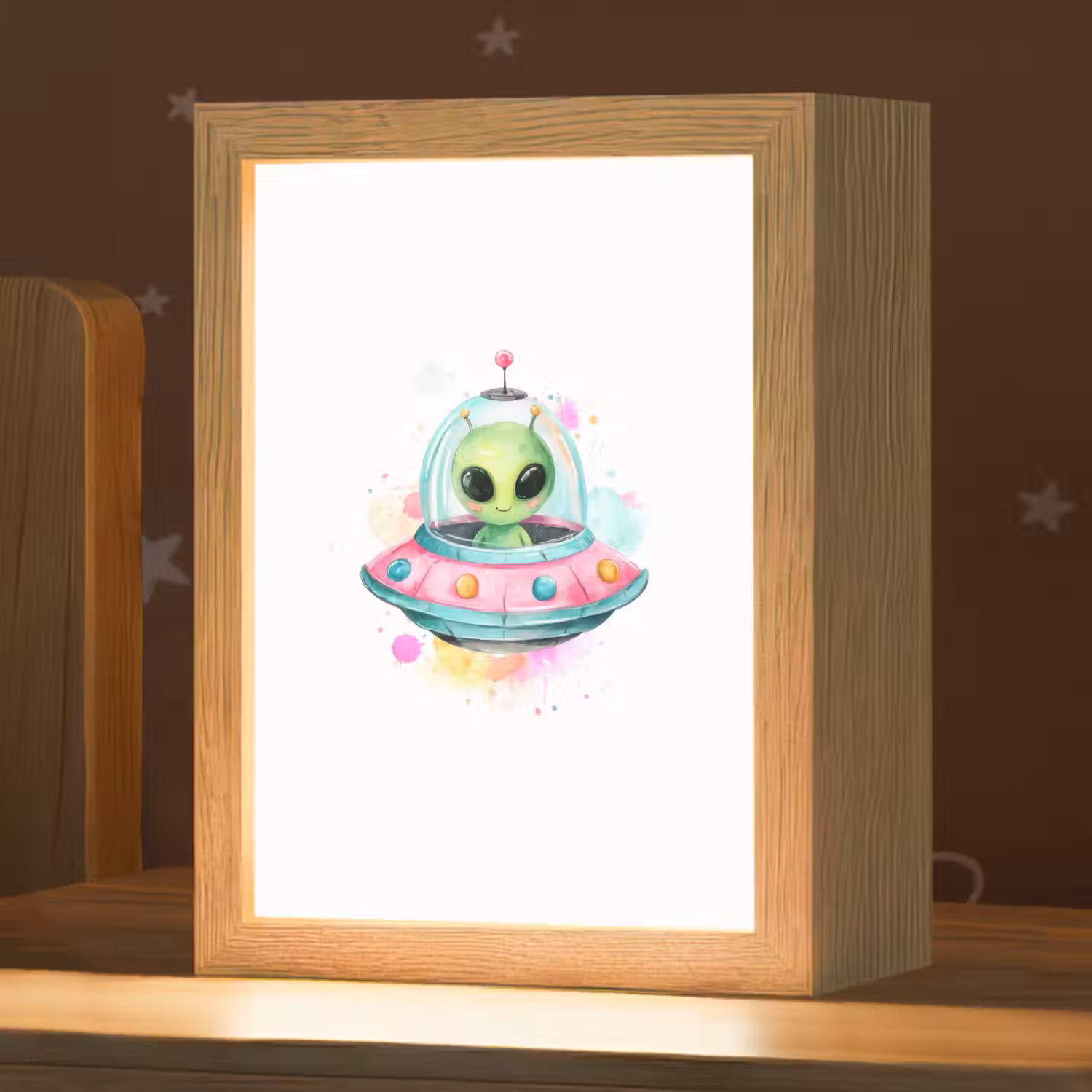 Alien - Ufo - Kleurrijk Light Box met kabel klein -zzz_3d_website