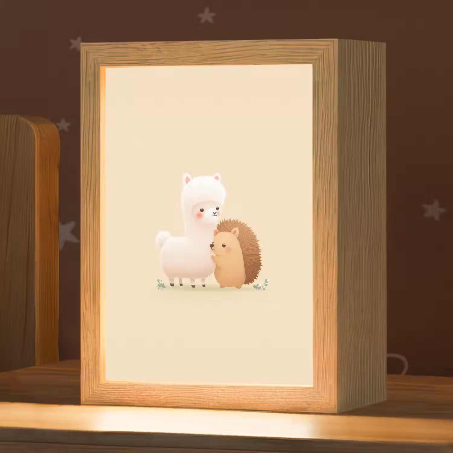 Alpaca - Egel - Bruin - Knuffelen Light Box met kabel klein -zzz_3d_website