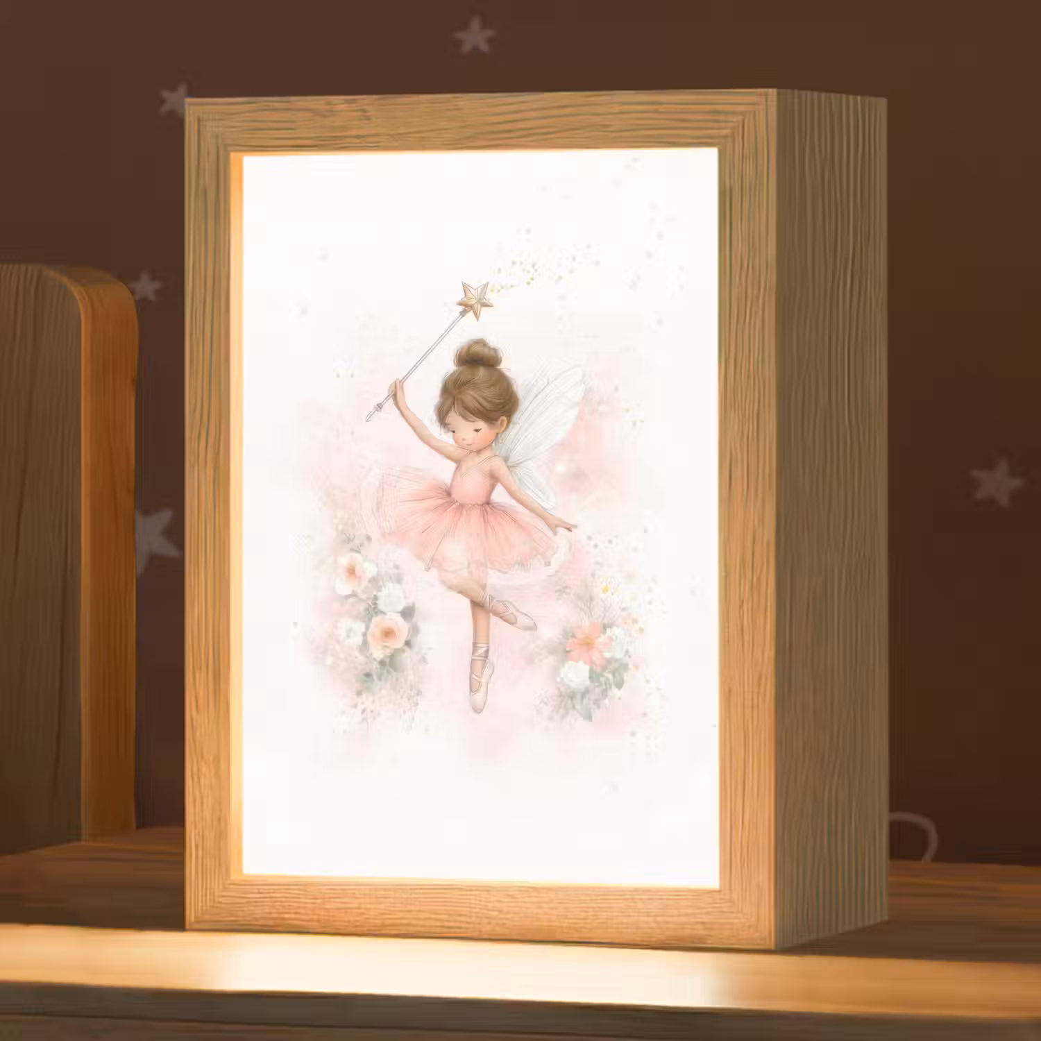 Ballerina - Fee - Bloemen - Roze Light Box met kabel klein -zzz_3d_website
