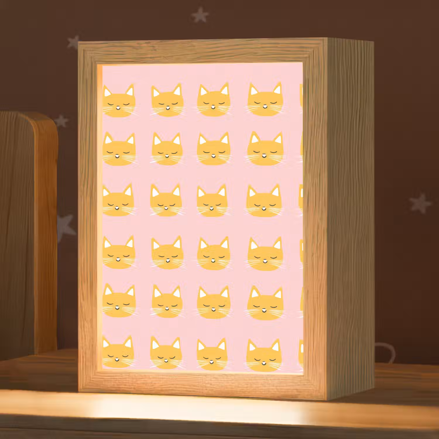 Katten - Patroon - Roze Light Box met kabel (Kinderlampje) klein 904 -zzz_3d_website