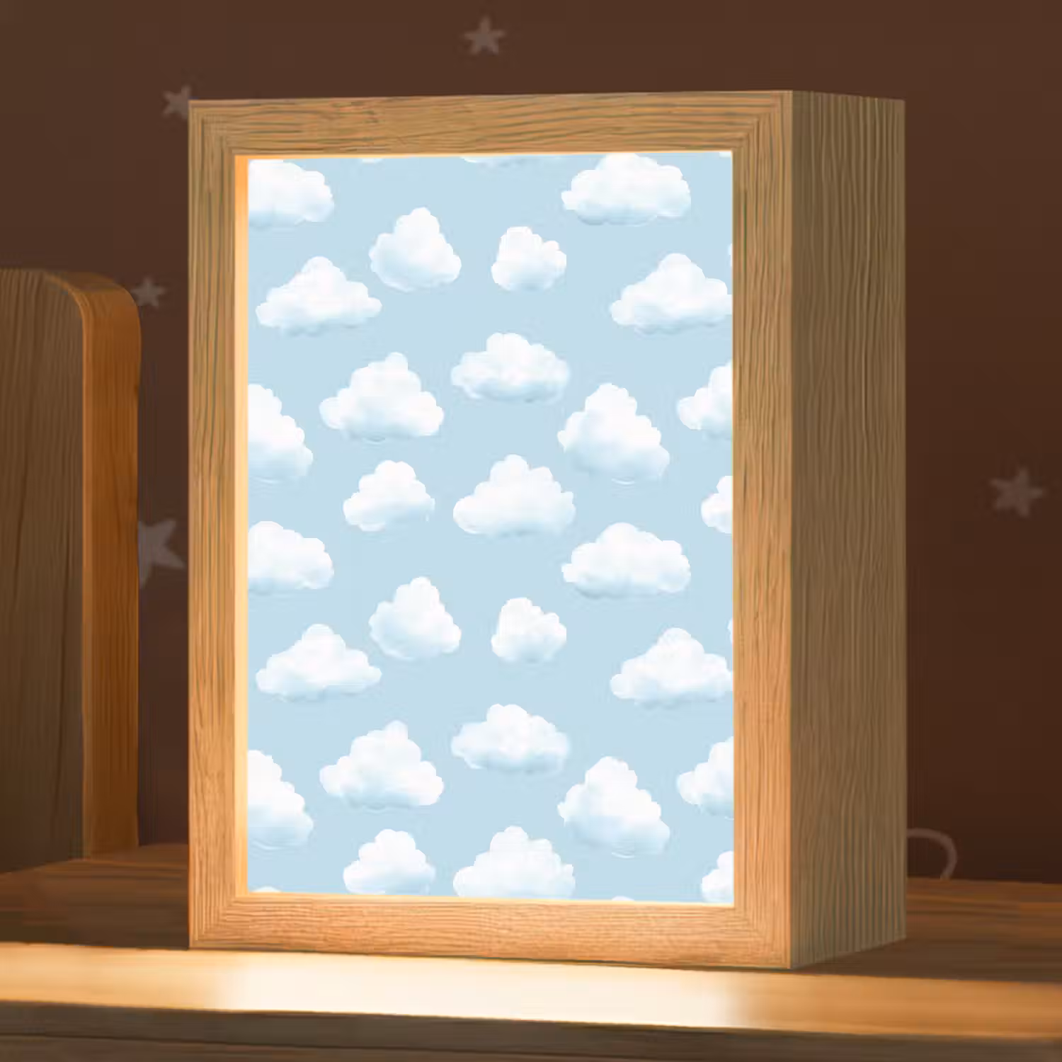 Wolken - Illustratie - Blauw Light Box met kabel (Kinderlampje) klein 904 -zzz_3d_website