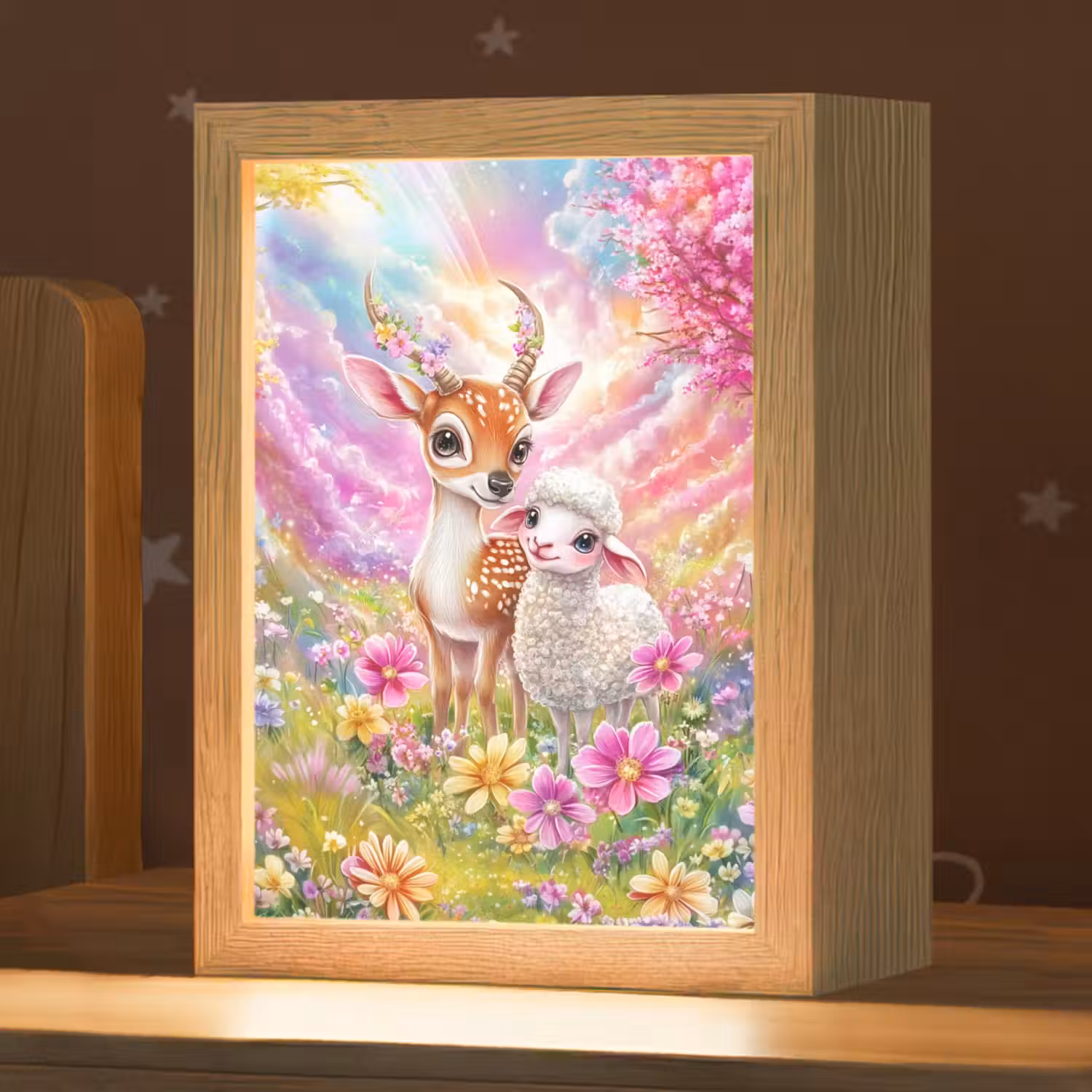 Hertje - Lammetje - Bloemen - Pastel Light Box met kabel klein -zzz_3d_website