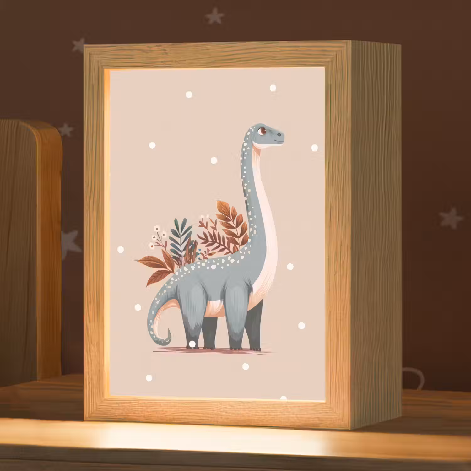 Dinosaurus - Planten - Beige - Stippen Light Box met kabel klein -zzz_3d_website