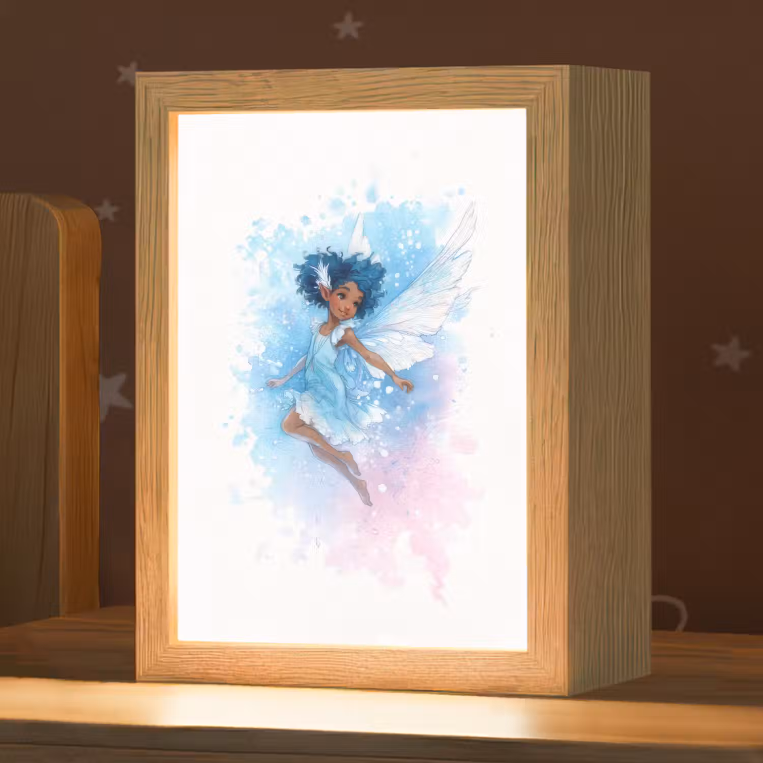 Elf - Blauw - Magie - Roze Light Box met kabel klein -zzz_3d_website