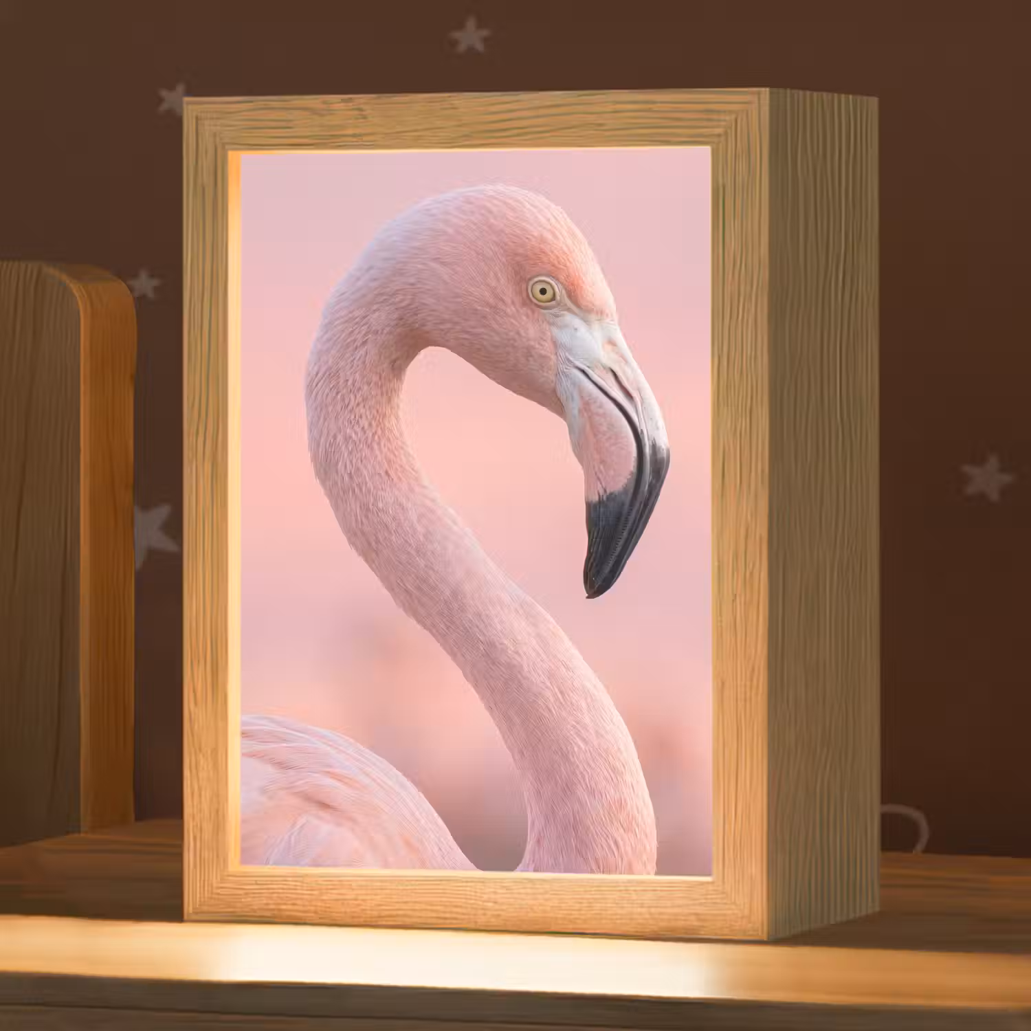 Flamingo - Portret - Roze Light Box met kabel (Kinderlampje) klein -zzz_3d_website